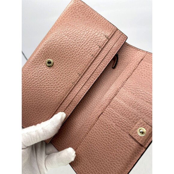 GUCCI Interlocking G Pink Leather Long Bifold Wallet credit card zipper 2BJ3533 - Picture 6 of 16